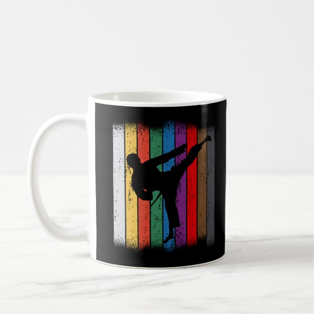 Karate Belt Colours Silhouette Coffee Mug (Left)