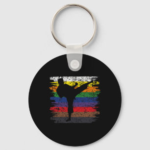 Karate Belt Colours Silhouette Martial Arts Men Bo Key Ring