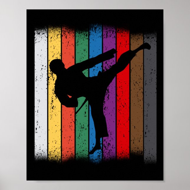 Karate Belt Colours Silhouette Poster (Front)