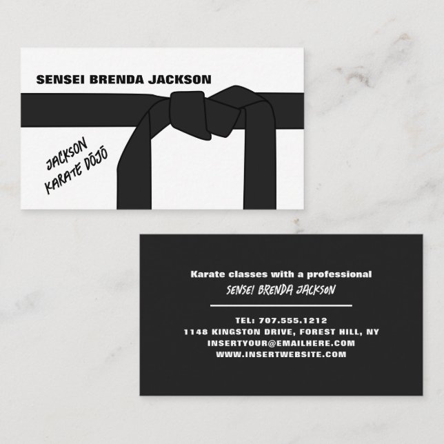 Karate Belt, Karate Sensei Business Card (Front/Back)