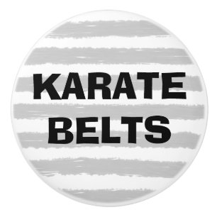 Karate Belts Grey White Watercolor Stripes Ceramic Knob