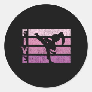 Karate Birthday 5 Year Year Taekwondo Girl 5th Bir Classic Round Sticker