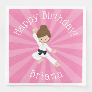 Karate Birthday Party Girl Pink Napkin