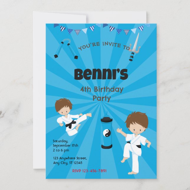 Karate Birthday Party Invitation (Front)