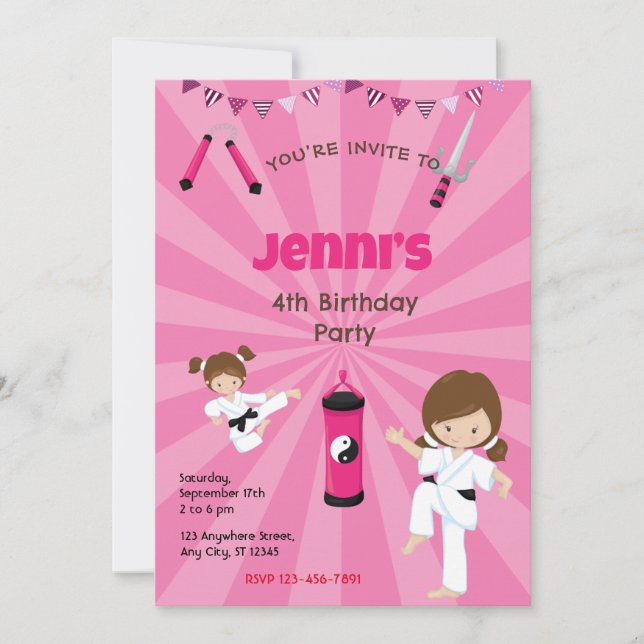 Karate Birthday Party Invitation (Front)