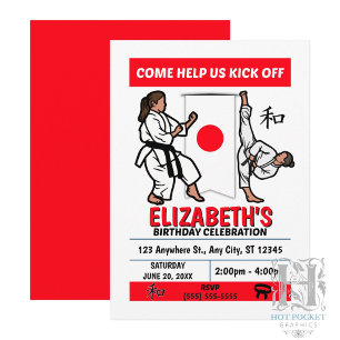 Karate Birthday Party Invitation (Girls)