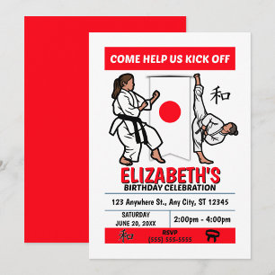 Karate Birthday Party Invitation (Girls)