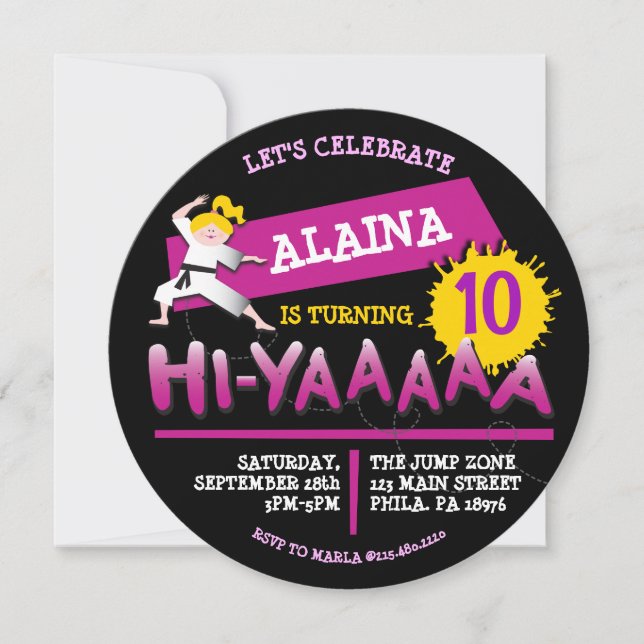 Karate Birthday Party Invitation Red Invitation (Front)