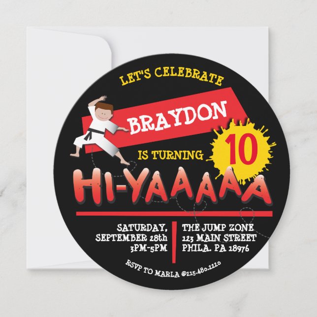 Karate Birthday Party Invitation Red Invitation (Front)