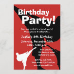 Karate Birthday party invitations for kids<br><div class="desc">Karate Birthday party invitations. Cute custom invites for kids Birthday parties and other fun occasions. Personalizable announcement text, age number and background colour. Childrens Birthday invite template for boys and girls. Martial arts invites personalised with kids name. Cool ninja karake kick design for little boys and girls who like this...</div>