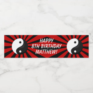 Karate Birthday Party Water Bottle Label
