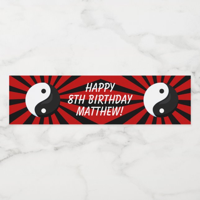 Karate Birthday Party Water Bottle Label (Single Label)