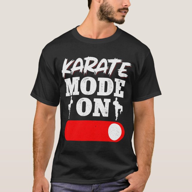 Karate Black Belt Gi Uniform Karate Mode On T-Shirt (Front)