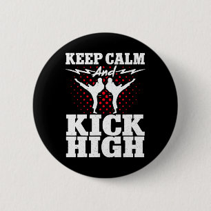 Karate Black Belt Gi Uniform Keep Calm And Kick Hi 6 Cm Round Badge