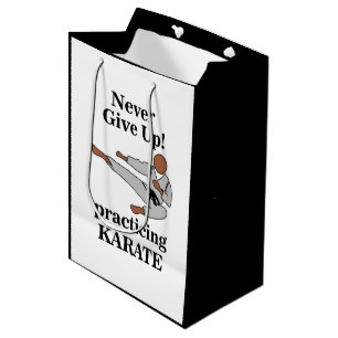 Karate Black Belt Never Give Up Martial Arts Medium Gift Bag