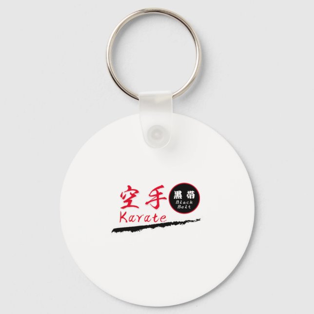 Karate Black Belt T Shirt  Key Ring (Front)