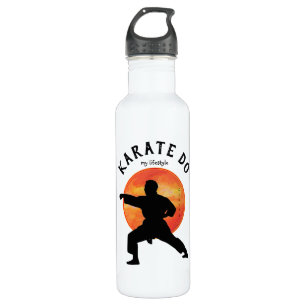 Karate Black figurine Name Modern Trendy Sporty 710 Ml Water Bottle