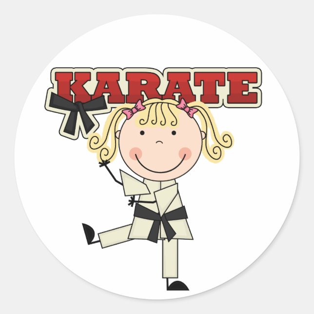 KARATE - Blonde Girl T-shirts and Gifts Classic Round Sticker (Front)