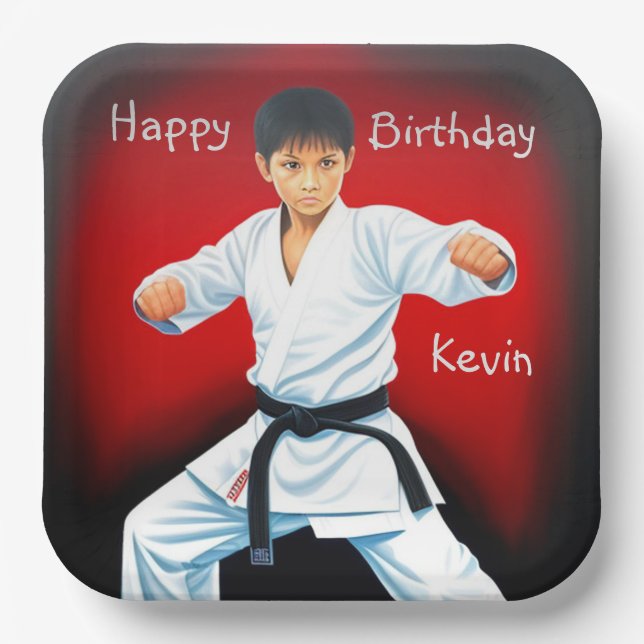 Karate Boy Birthday Paper Plate (Front)