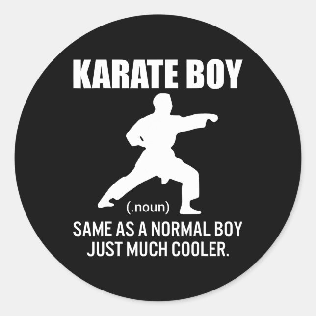 Karate Boy Funny Definition Martial Arts Gift  Classic Round Sticker (Front)