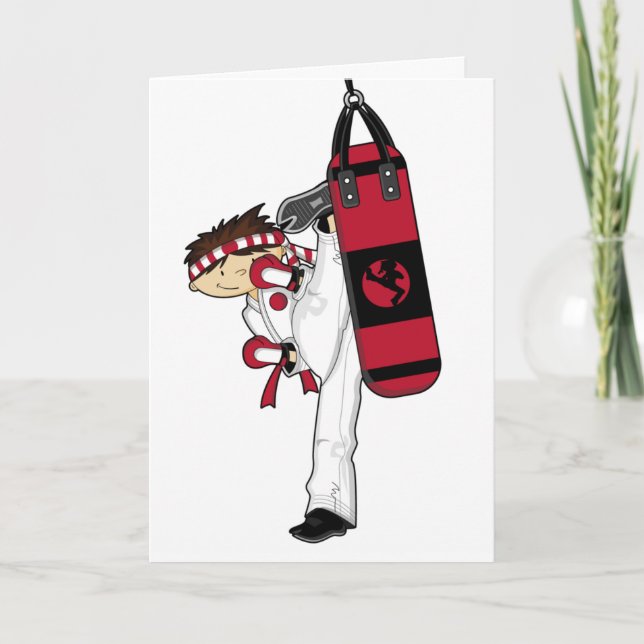 Karate Boy Greeting Card (Front)