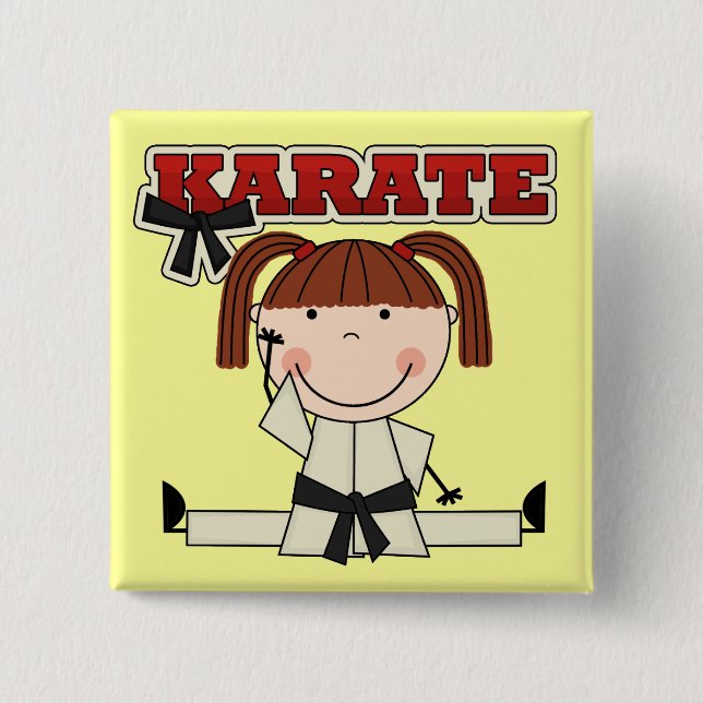 KARATE - Brunette Girl T-shirts and Gifts 15 Cm Square Badge (Front)