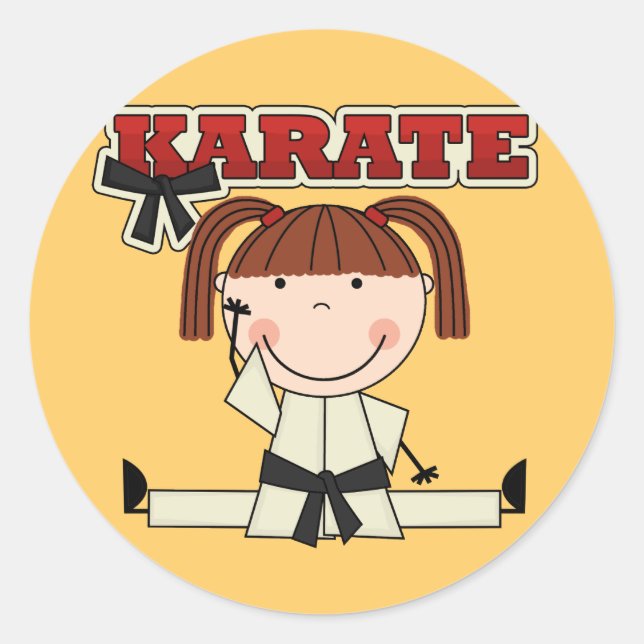 KARATE - Brunette Girl T-shirts and Gifts Classic Round Sticker (Front)