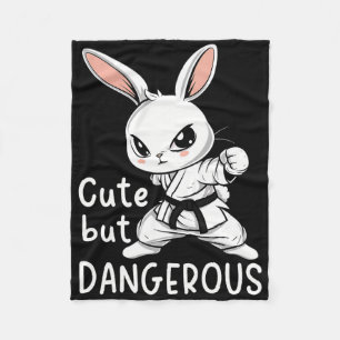 Karate Bunny Cute But Dangerous Funny Martial Arts Fleece Blanket
