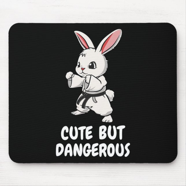 Karate Bunny Cute But Dangerous Funny Martial Arts Mouse Mat (Front)