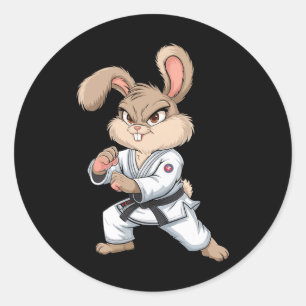 Karate Bunny Martial Arts Rabbit Funny For Kids Bo Classic Round Sticker