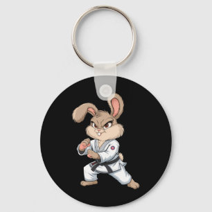 Karate Bunny Martial Arts Rabbit Funny For Kids Bo Key Ring