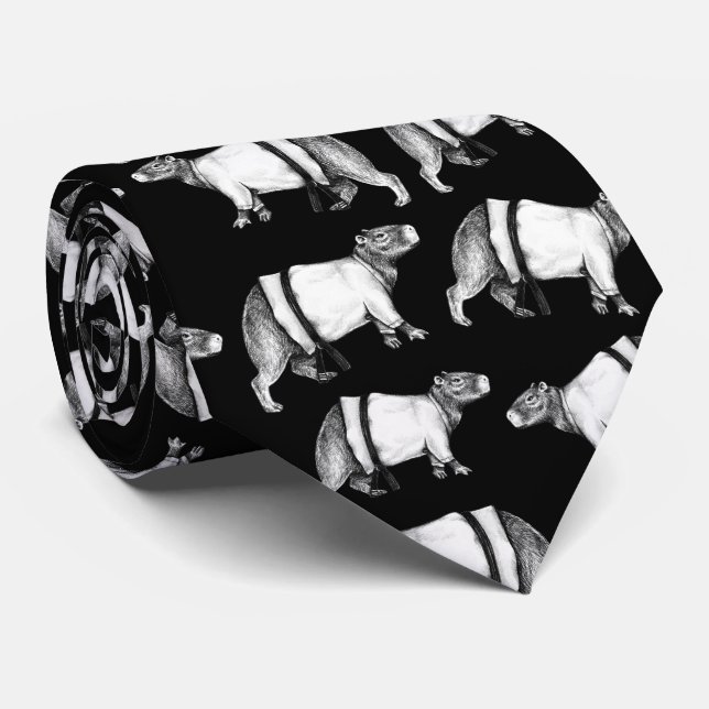 Karate Capybara  Tie (Rolled)