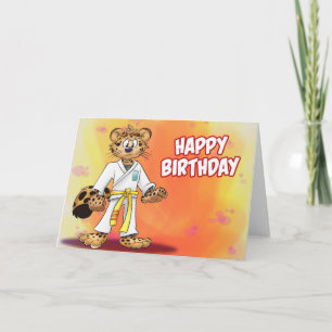 karate cartoon birthday card
