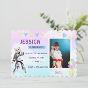 Karate Cat Birthday Party Girl Party Taekwondo Card