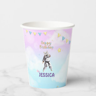 Karate Cat Birthday Party Girl Party Taekwondo Paper Cups