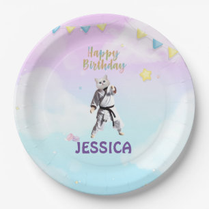 Karate Cat Birthday Party Girl Party Taekwondo  Paper Plate