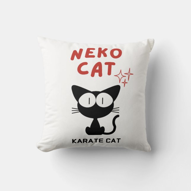 KARATE CAT BLACK CAT NEKO CUSHION (Front)