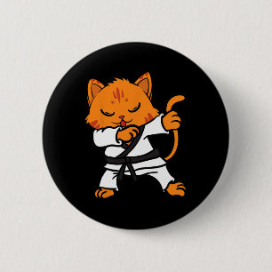 Karate Cat Dab Dance Martial Arts Dabbing Comt Spo 6 Cm Round Badge
