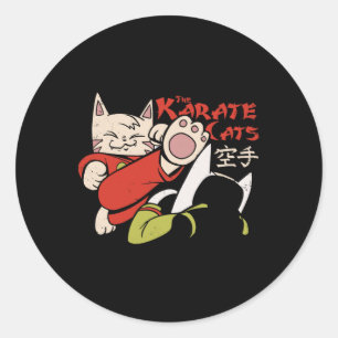 Karate Cat For Men Women Kids Classic Round Sticker