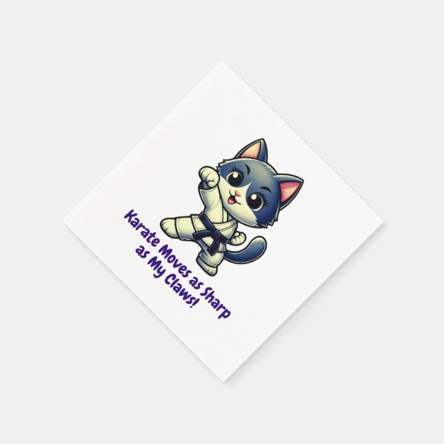 Karate Cat Martial Arts Workout Training Napkin (Corner)