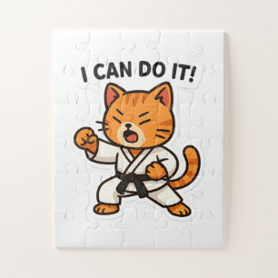 Karate Cat Sticker Jigsaw Puzzle