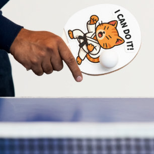 Karate Cat Sticker Ping Pong Paddle