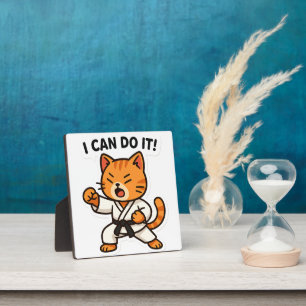 Karate Cat Sticker Plaque