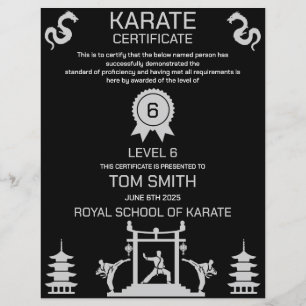 Karate Certificate Award