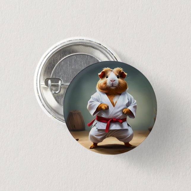 **"Karate Champion: The Fearless Guinea Pig"** 3 Cm Round Badge (Front & Back)