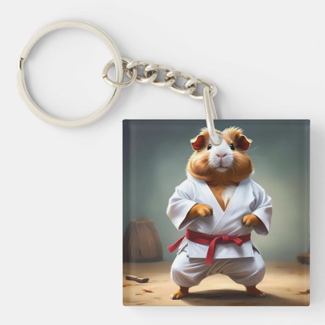 **"Karate Champion: The Fearless Guinea Pig"** Key Ring (Front)