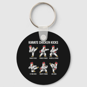 Karate Chicken Kicks Funny Martial Arts Move Chart Key Ring
