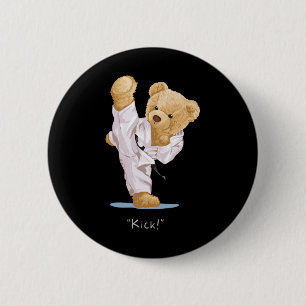 Karate Children's Bear Taekwondo Boys Men Tee 6 Cm Round Badge