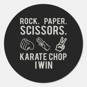 Karate Chop Win Rock Paper Scissors Shirt Classic Round Sticker