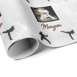 Karate Christmas Wrapping Paper with Photo & Name